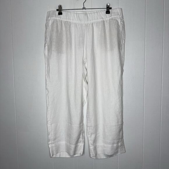 Pure Jill J. Jill Women’s 100% Linen Trapunto Stitched Pants White Size MP NWT - Picture 1 of 7